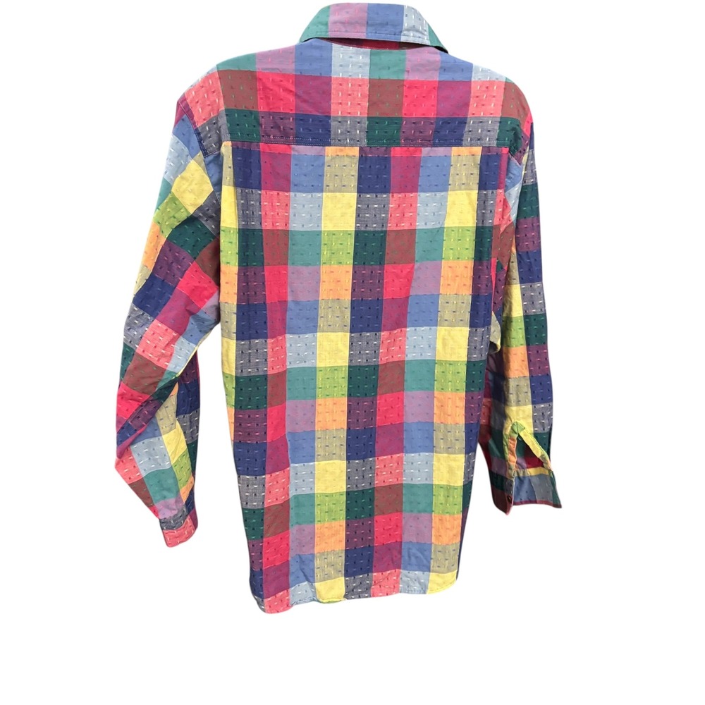 Koret City Blues Multicolor Plaid Long Sleeve Shirt Medium Patchwork Cotton - Picture 2 of 11